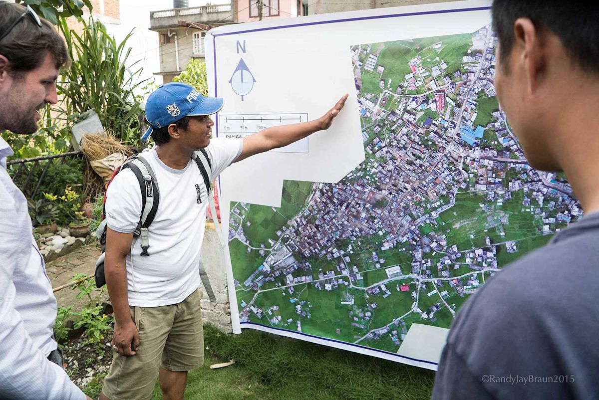 Humanitarian drone-mapping work in Nepal following the 2015 earthquake, documenting efforts to create aerial maps of affected communities.