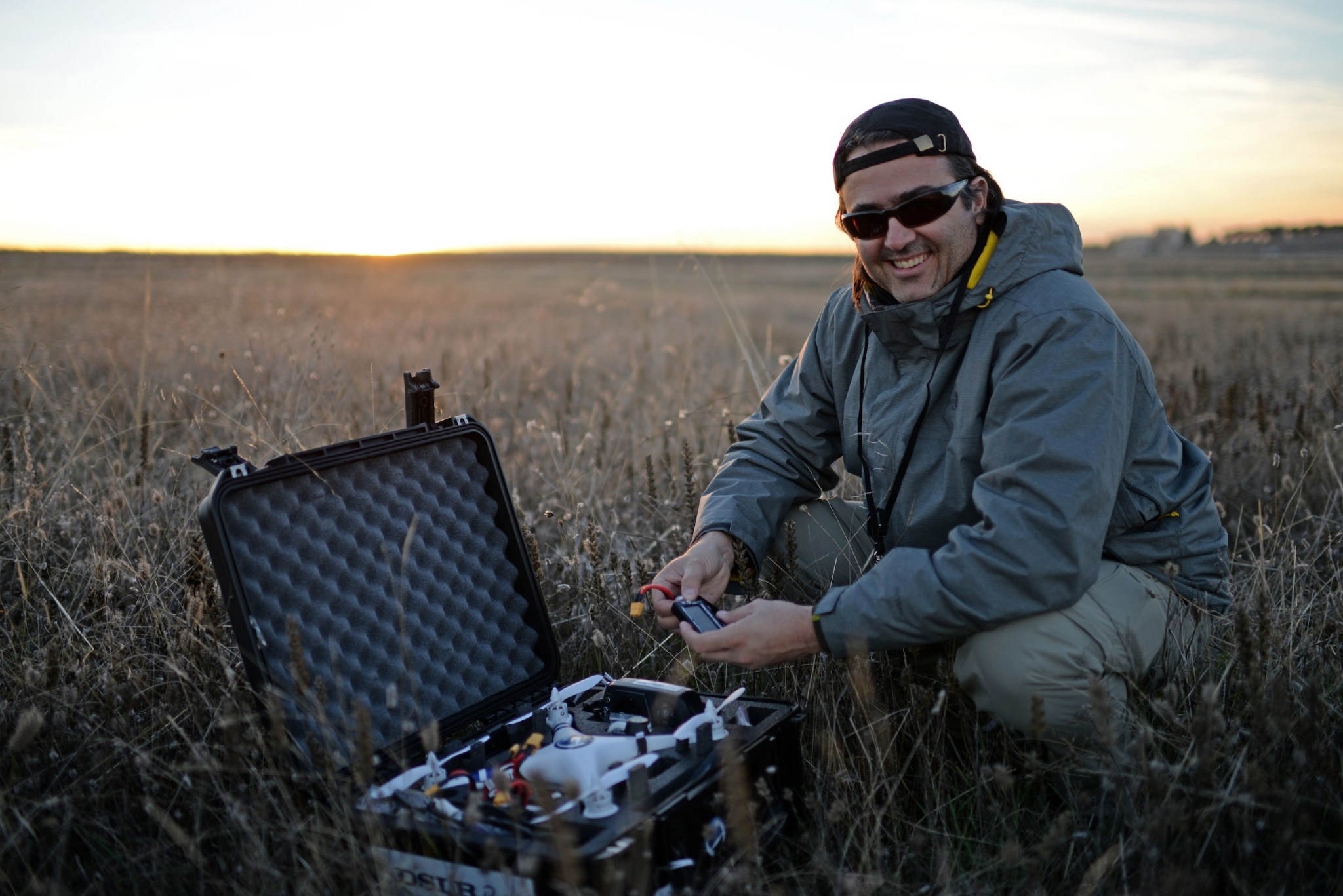 Kike Calvo Preparing an Early DJI Phantom Drone